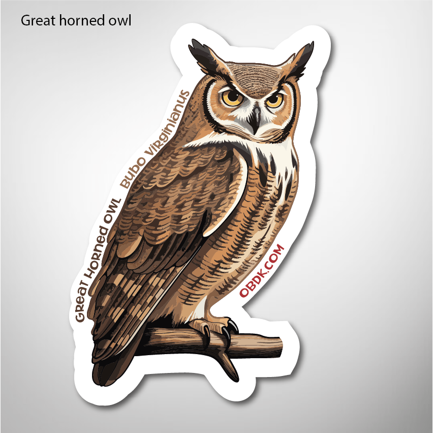 Great Horned Owl 2"x2.9" Vinyl Sticker