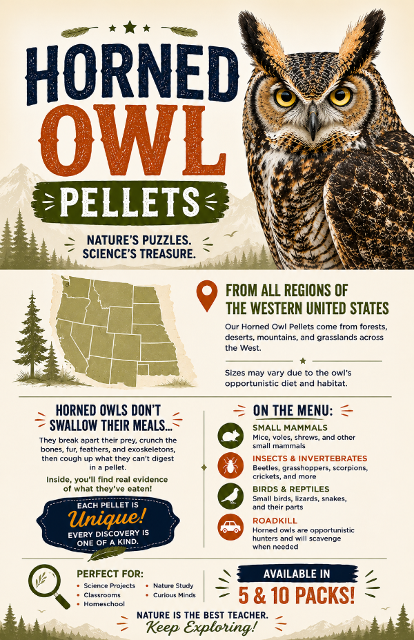 10 Horned Owl Pellet Pack