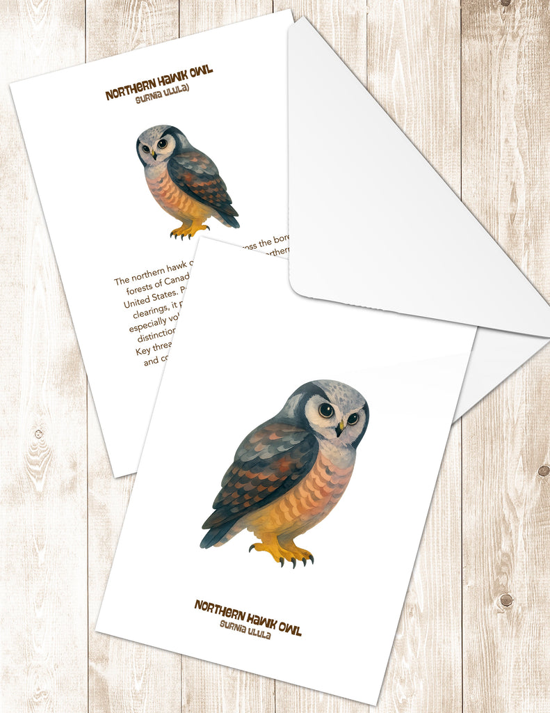 Northern Hawk Owl Greeting Cards in 3 Styles