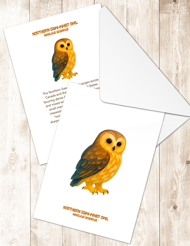 Northern Saw-whet Owl Greeting Cards in 3 Styles
